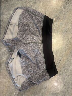 lululemon athletica Grey Speckled Athletic Shorts with Black Waistband